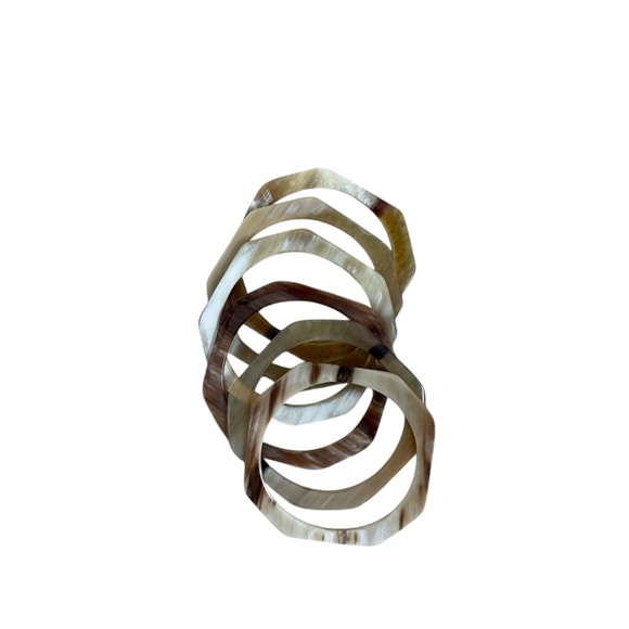 Elegant Tan Bone Bangle Set - Picture 2 of 2